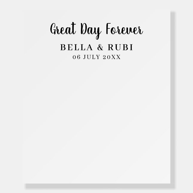 Minimal Clean Simple Modern Wedding Backdrop Foam Board (Front)