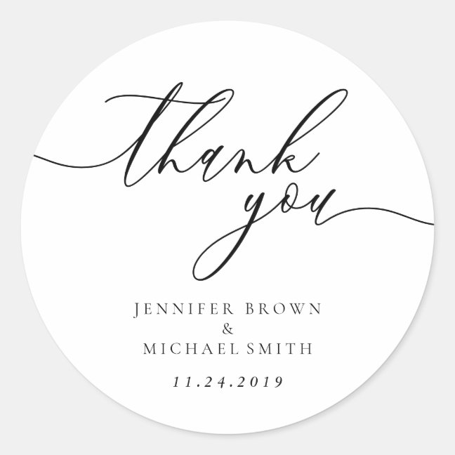 Minimal Clean Simple modernist thank you Classic Round Sticker