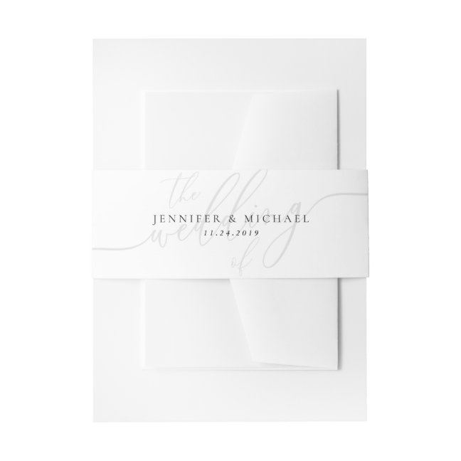 Minimal Clean Simple Monogram Name Invitation Belly Band