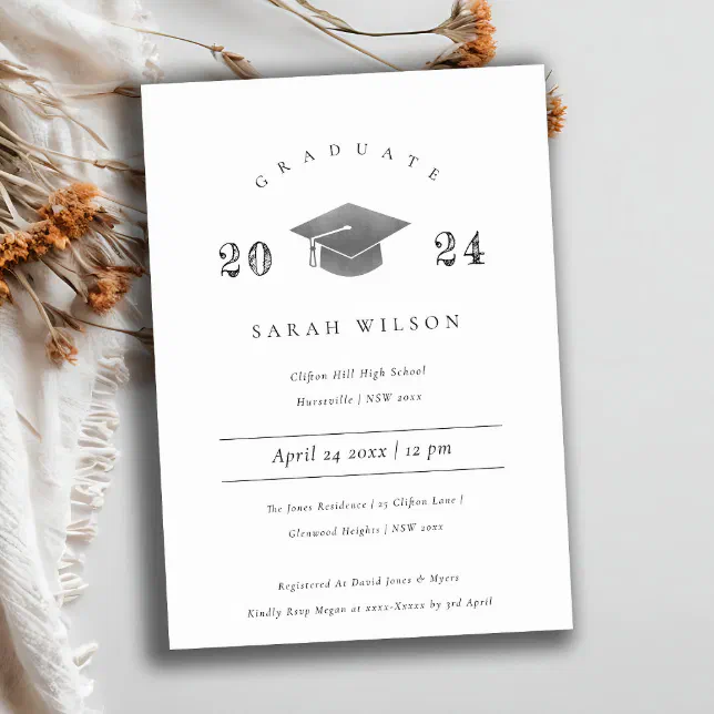 Minimal Clean Simple Silver Foil Graduation Party Invitation | Zazzle