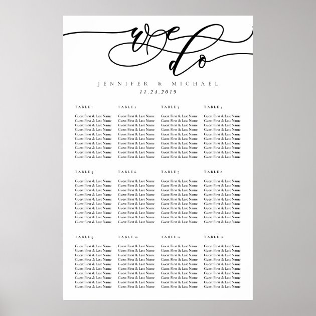 Minimal Clean Simple Wedding Table Numbers Poster