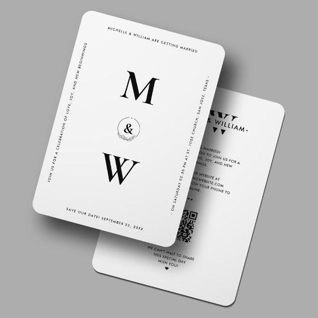 Minimal Clean Wedding Monogram White Modern Save The Date (Minimal Clean Wedding Monogram White Modern Save The Date
)