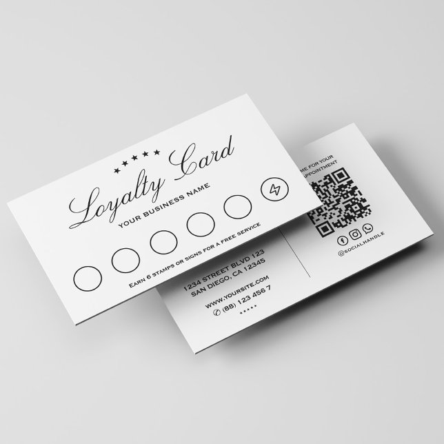 Minimal Clean White Loyalty Punch Appointment Business Card (Minimal Clean White Loyalty Punch Appointment)