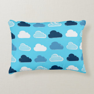 Minimal Clouds Pattern – Blue Sky Vibes Accent Pillow