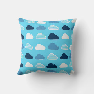 Minimal Clouds Pattern – Blue Sky Vibes Throw Pillow