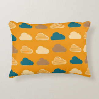 Minimal Clouds Pattern – Orange Sky Vibes Accent Pillow