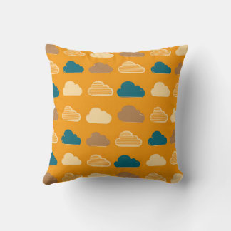 Minimal Clouds Pattern – Orange Sky Vibes Throw Pillow