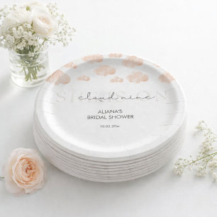 Minimal clouds She's On cloud 9 Bridal Shower  Paper Plates