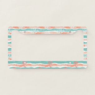 Minimal Coastal Coral Pattern License Plate Frame