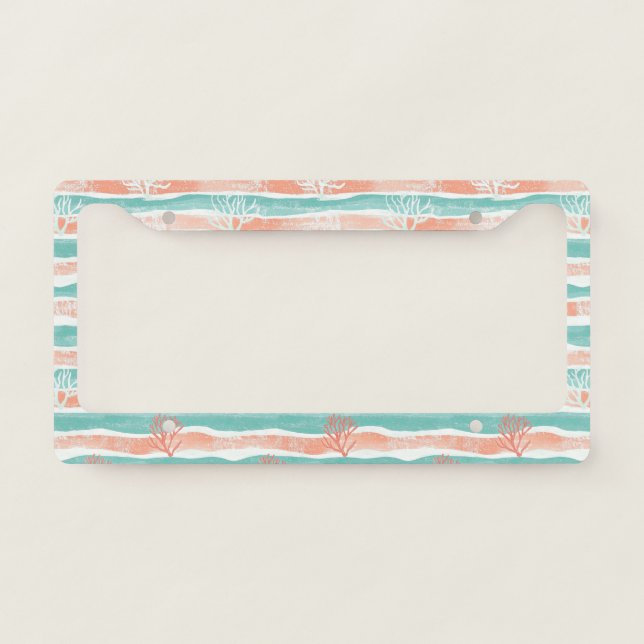 Minimal Coastal Coral Pattern License Plate Frame (Front)