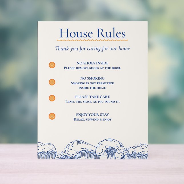 Minimal Coastal Sand Dollar House Rules Sign (Neutral)