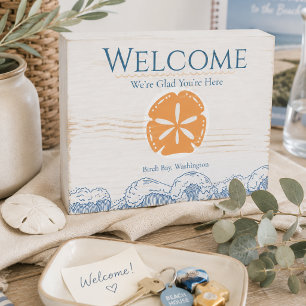 Minimal Coastal Sand Dollar Wood Welcome Sign