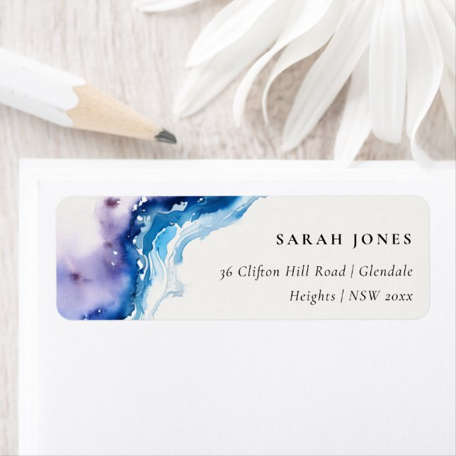 Minimal Coastal Sea Beach Watercolor Address Label (Insitu)