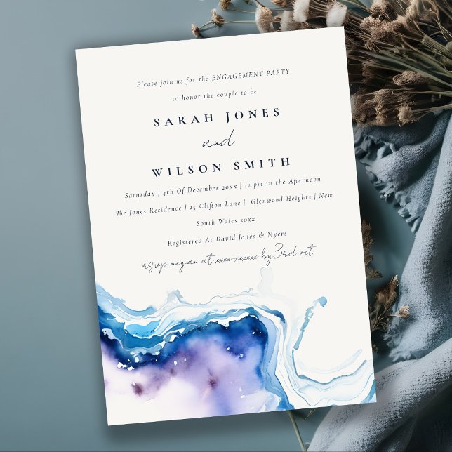Minimal Coastal Sea Beach Watercolor Engagement Invitation (Creator Uploaded)