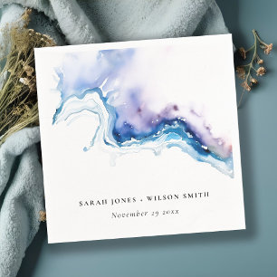 Minimal Coastal Sea Beach Watercolor Wedding Napkins