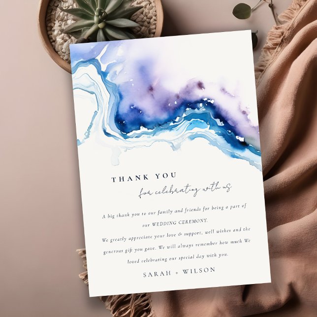 Minimal Coastal Sea Beach Watercolor Wedding Thank You Card (Creator Uploaded)