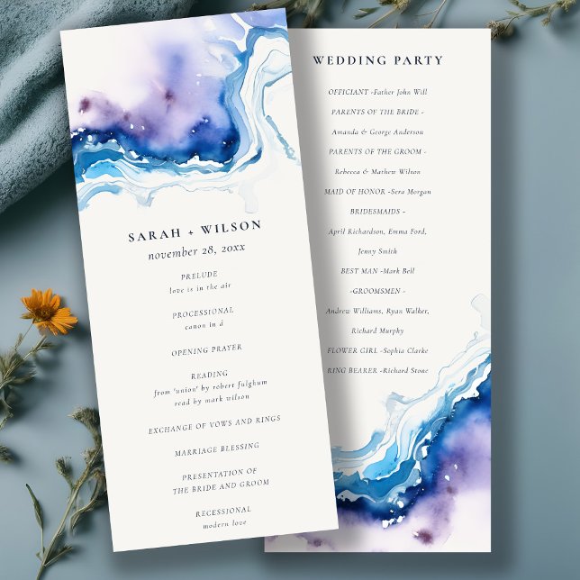 Minimal Coastal Sea Beach Wedding Program Card (Creator Uploaded)
