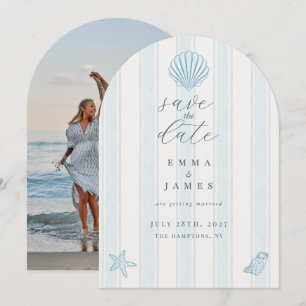 Minimal Coastal Seashell Wedding Save the Date Invitation