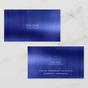 Minimal Cobalt Sapphire Blue Metallic Steel VIP Business Card