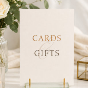 Minimal Cocoa Brown Cards Gifts Wedding Table Sign