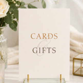 Minimal Cocoa Brown Cards Gifts Wedding Table Sign