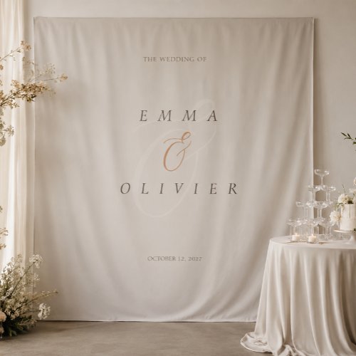 Minimal Cocoa Brown Editorial Wedding Backdrop
