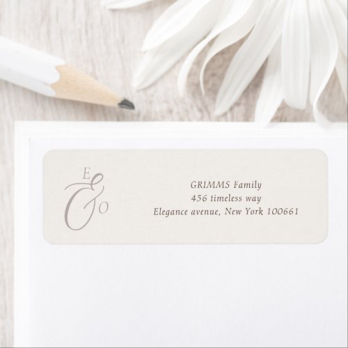 Minimal Cocoa Brown Monogram Wedding Address Label