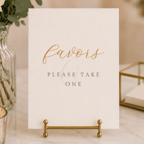Minimal Cocoa Brown Wedding Favors Tabletop Sign