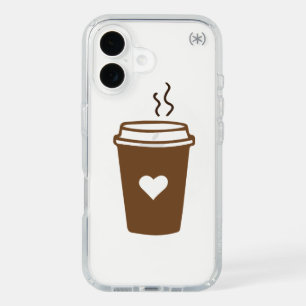 Minimal Coffee Cup with Heart – Simple Coffee Art iPhone 16 Case
