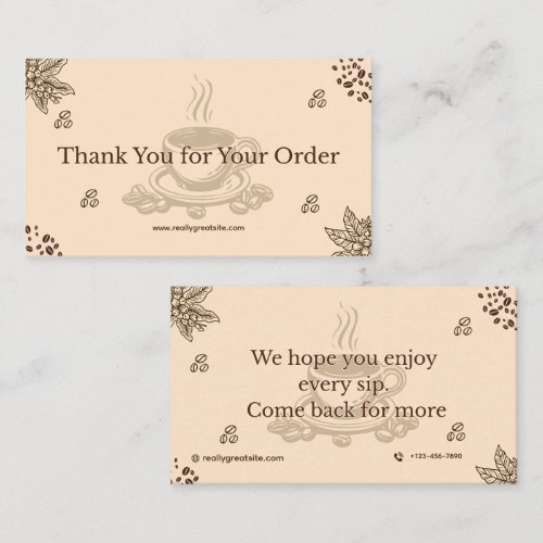 Minimal Coffee Thank You Card Brown Elegant