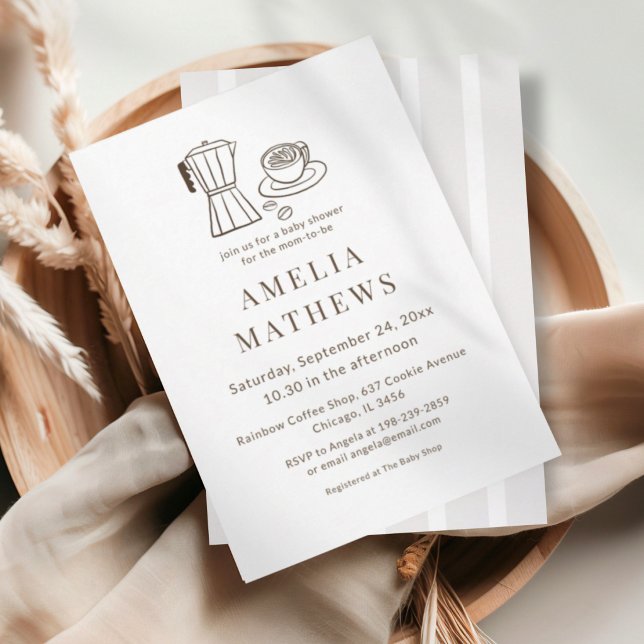 Minimal Coffee Themed Baby Shower Invitation (Creator Uploaded)