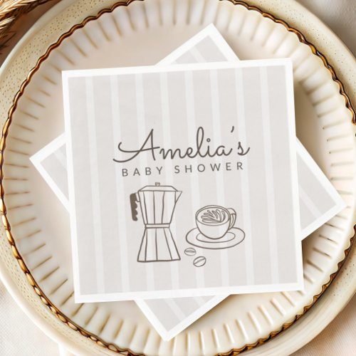 Minimal Coffee Themed Baby Shower Napkins