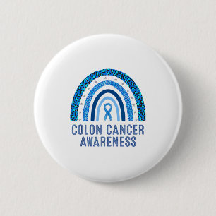 Minimal Colon Cancer Awareness Blue Ribbon Button