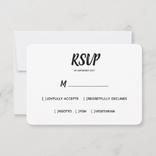 Minimal Color   Black   Wedding RSVP Meal Choice Card