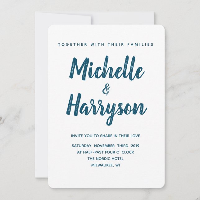 Minimal Color | Blue | Wedding Invitation (Front)
