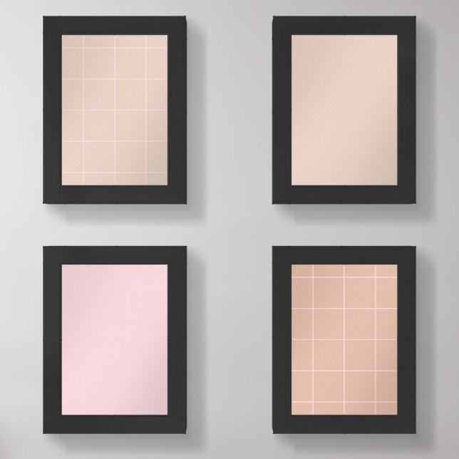 Minimal Color Grid Check Pattern Wall Art Sets (Front)