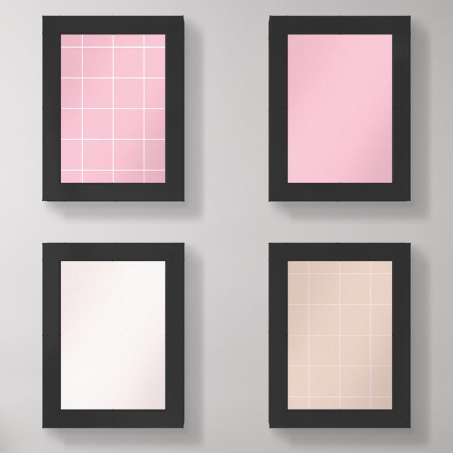 Minimal Color Grid Check Pattern Wall Art Sets (Front)