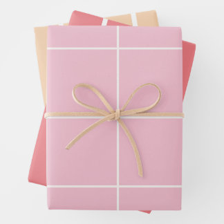Minimal Color Grid Check Pattern Wrapping Paper Sheets
