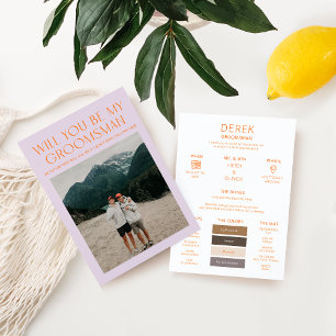 Minimal Color Palette Photo Groomsman Info Card