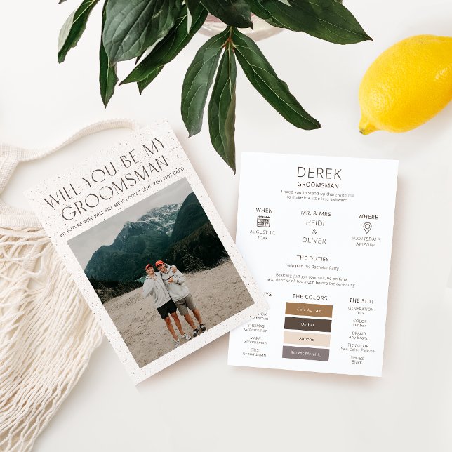 Minimal Color Palette Photo Groomsman Info Card (Creator Uploaded)