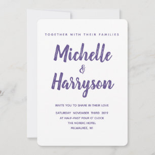 Minimal Color Ultra Violet Wedding Invitation