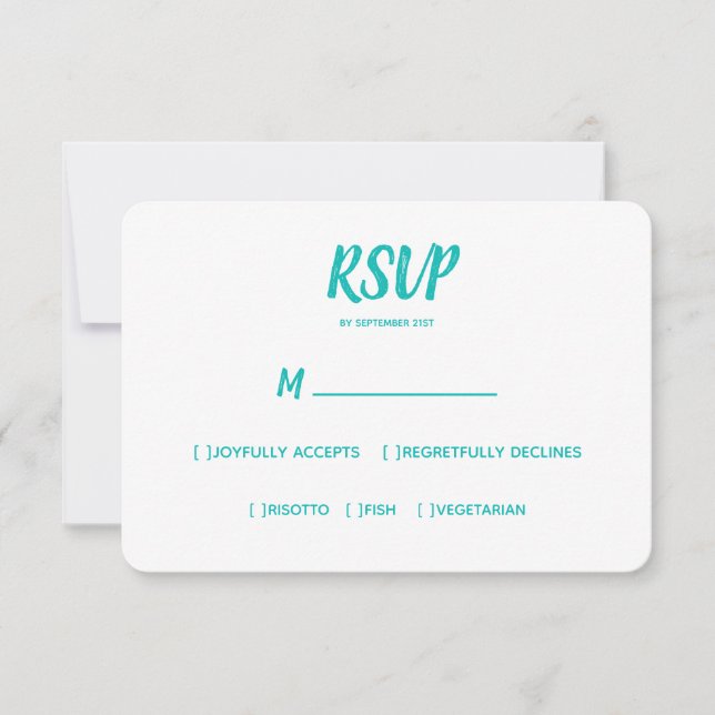 Minimal Color Wedding RSVP Meal Choice Card (Front)
