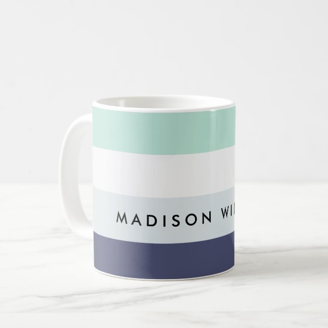 Minimal Colorblock Horizontal Stripe Coffee Mug (Front Left)