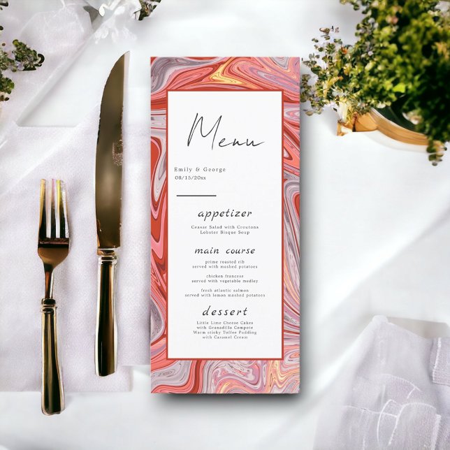 Minimal Colorful Artistic Abstract Modern Wedding Menu (Creator Uploaded)