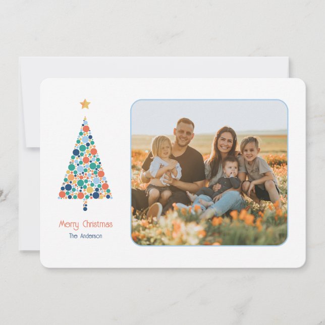 Minimal colorful Christmas tree Christmas card (Front)