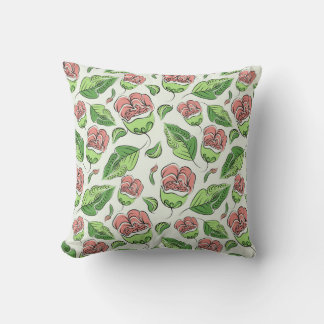 Minimal colorful floral pattern throw pillow