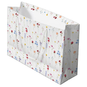 Minimal Colorful Garden Wildflower Pattern Large Gift Bag