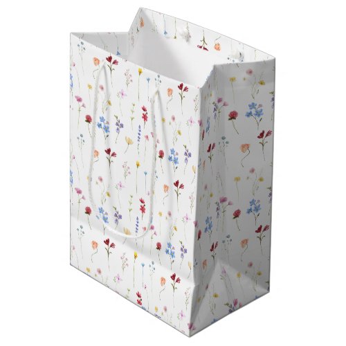 Minimal Colorful Garden Wildflower Pattern  Medium Gift Bag