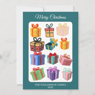Minimal Colorful Gifts Holiday Card
