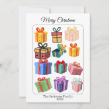 Minimal Colorful Gifts Holiday Card